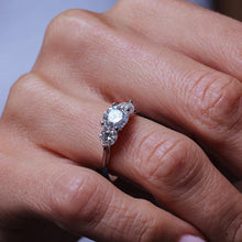 2.25 Carat Round Brilliant Moissanite Past, Present, Future 925 Sterling Silver Engagement Ring
