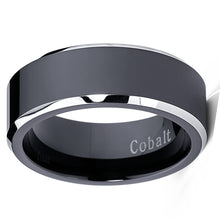 Men's Two-Tone Black Cobalt Wedding Band Engagement Ring Comfort-Fit 8MM