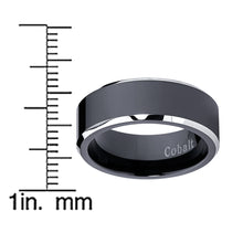 Men's Two-Tone Black Cobalt Wedding Band Engagement Ring Comfort-Fit 8MM