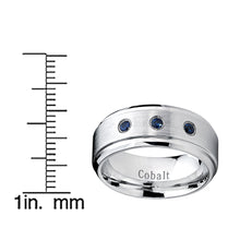 9MM Cobalt Men's Ring Wedding Band With Blue Sapphire Real Stones, Comfort Fit
