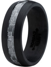 Men's Black Pure Carbon Core Wedding Ring Band Gray Carbon Fiber Inlay 8MM