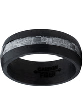 Men's Black Pure Carbon Core Wedding Ring Band Gray Carbon Fiber Inlay 8MM