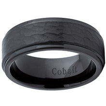 Black Cobalt Men's Hammered Wedding Band Ring, Comfort Fit 8mm, Sizes 7 to 12