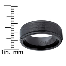 Black Cobalt Men's Hammered Wedding Band Ring, Comfort Fit 8mm, Sizes 7 to 12