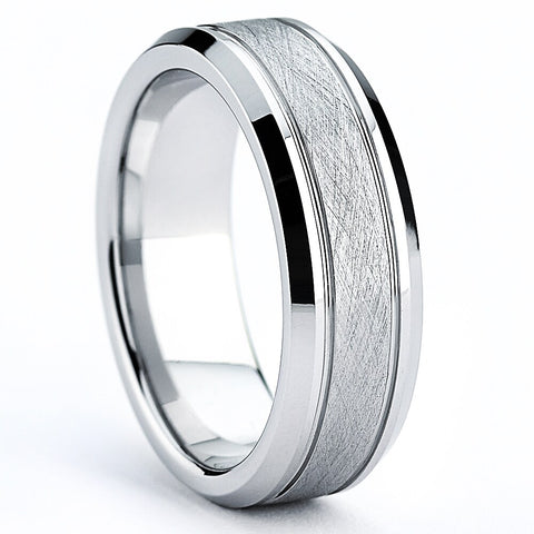 Cobalt Men's Brushed Wedding Ring, Comfort Fit Band 7mm, Sizes 7 to 12