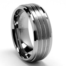 Mens Tungsten Carbide Grooved Ring Wedding Band 9MM