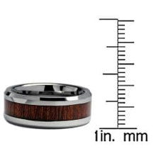 8MM Men's Tungsten Carbide Ring Wedding Band Wood Inlay Sizes 7 to 13