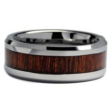 8MM Men's Tungsten Carbide Ring Wedding Band Wood Inlay Sizes 7 to 13