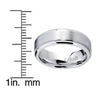 7MM Cobalt Chrome Men's Wedding Band Ring with Beveled Edges, Comfort Fit Sizes 7 to 12