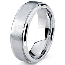7MM Cobalt Chrome Men's Wedding Band Ring with Beveled Edges, Comfort Fit Sizes 7 to 12