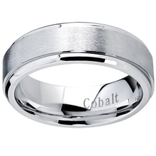 7MM Cobalt Chrome Men's Wedding Band Ring with Beveled Edges, Comfort Fit Sizes 7 to 12