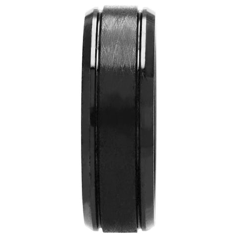 Men's Cobalt Wedding Band Engagement Ring Black Brushed 8MM Sizes 7-13