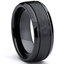 Men's Cobalt Wedding Band Engagement Ring Black Brushed 8MM Sizes 7-13