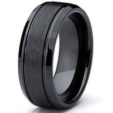 Men's Cobalt Wedding Band Engagement Ring Black Brushed 8MM Sizes 7-13