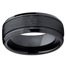 Men's Cobalt Wedding Band Engagement Ring Black Brushed 8MM Sizes 7-13