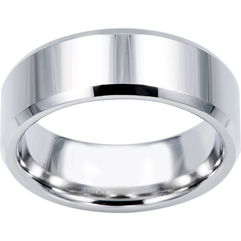 Cobalt Chrome Men's High Polish Wedding Band Ring, Comfort Fit 8mm, Sizes 7 to 12