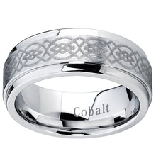 Cobalt Chrome Men's Brushed Celtic Wedding Band Ring, Comfort Fit 8mm