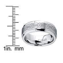Cobalt Chrome Men's Brushed Celtic Wedding Band Ring, Comfort Fit 8mm
