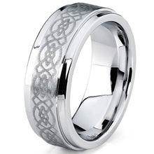 Cobalt Chrome Men's Brushed Celtic Wedding Band Ring, Comfort Fit 8mm