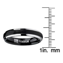 4mm Thin Dome Black Two Tome Titanium Wedding Band Engagement Ring, Comfort Fit