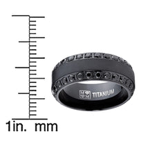 Men's .9Ct Black Titanium Dome Brushed Finished Wedding Band Engagement Ring with Black Cubic Zirconia