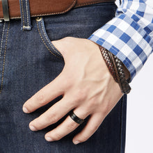 Men's Black Titanium Ring, Wedding Engagement Band, 8MM Comfort Fit Sizes 7 to 13