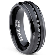 Men's Titanium Engagement Ring Wedding Band Black Cubic Zirconia 8MM