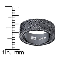 Black Titanium Men's Eternity Engagement Wedding Band Ring with Black Cubic Zirconia CZ, 8mm