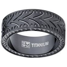 Black Titanium Men's Eternity Engagement Wedding Band Ring with Black Cubic Zirconia CZ, 8mm