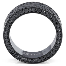 Black Titanium Men's Eternity Engagement Wedding Band Ring with Black Cubic Zirconia CZ, 8mm