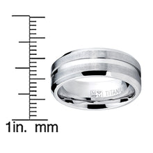 Men's Grooved Titanium Ring, Wedding Engagement Band, 8MM Comfort Fit Sizes 7 to 13