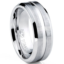 Men's Grooved Titanium Ring, Wedding Engagement Band, 8MM Comfort Fit Sizes 7 to 13