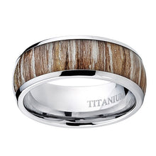 Men's Titanium Ring Wedding Band Engagement Ring Real Wood Inlay 8MM Sizes 6-13