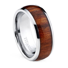 Men's Titanium Ring Wedding Band Engagement Ring Real Wood Inlay 8MM Comfort Fit