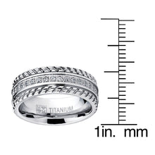 Men's Titanium Wedding Band, Engagement Eternity ring, Chevron design, Cubic Zirconia CZ Ring
