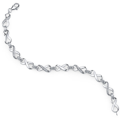 Sterling Silver 925 Figure 8 Infinity Tennis Bracelet Round Cubic Zirconia 7