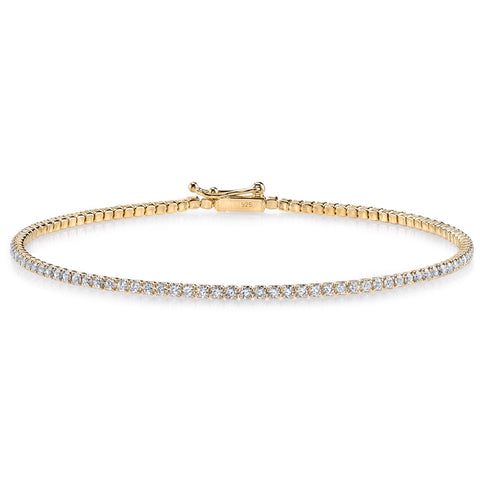 Goldtone Plated Sterling Silver and Round-Cut Cubic Zirconia Eternity Tennis Bracelet, 1.65 TCW 2mm 7.5