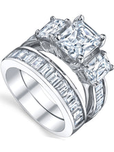 2 Carat Radiant Cut Cubic Zirconia CZ Sterling Silver Women's Engagement Ring Set Sizes 4 to 11