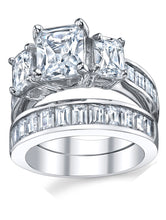 2 Carat Radiant Cut Cubic Zirconia CZ Sterling Silver Women's Engagement Ring Set Sizes 4 to 11