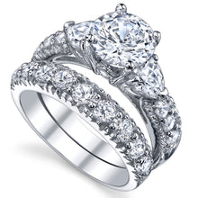 Women's Sterling Silver 925 Engagement Ring Set Bridal Rings Cubic Zirconia Sizes 5-9