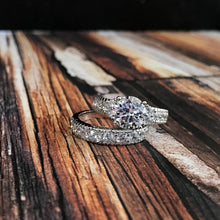 Women's Sterling Silver 925 Engagement Bridal Ring Set Cubic Zirconia 1.5ct 8MM