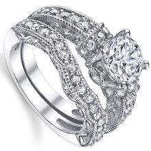 Women's 1.25 Carat Solid Sterling Silver Wedding Engagement Ring Set Bridal Ring Cubic Zirconia Sizes 4 to11