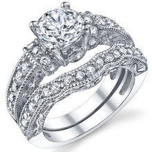 Women's 1.25 Carat Solid Sterling Silver Wedding Engagement Ring Set Bridal Ring Cubic Zirconia Sizes 4 to11