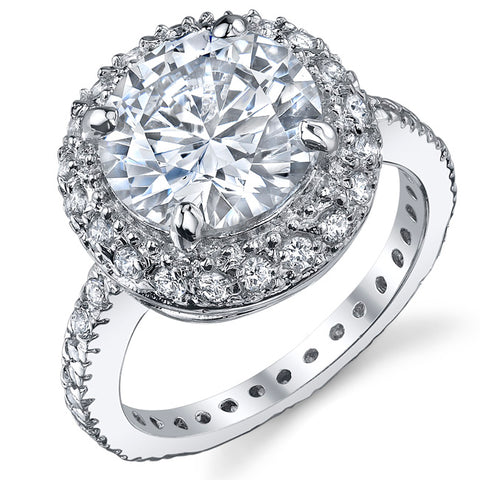 Women's 3 Carat Round Brilliant Cubic Zirconia Sterling Silver 925 Engagement Ring Bridal Ring