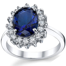 Women's Sterling Silver Kate Middleton 3Ct. Engagement Ring Sapphire Blue Cubic Zirconia