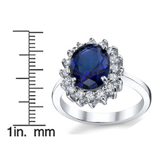 Women's Sterling Silver Kate Middleton 3Ct. Engagement Ring Sapphire Blue Cubic Zirconia