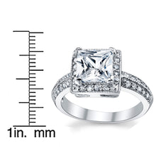 Women's 2 Carat Princess Cut Cubic Zirconia Sterling Silver 925 Wedding Engagement Ring Sizes 4-11