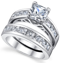 Women's 1 Carat Radiant Cubic Zirconia Sterling Silver 925 Wedding Engagement Ring Set Sizes 4-11