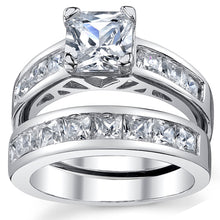 Women's 1 Carat Radiant Cubic Zirconia Sterling Silver 925 Wedding Engagement Ring Set Sizes 4-11