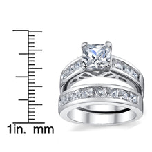 Women's 1 Carat Radiant Cubic Zirconia Sterling Silver 925 Wedding Engagement Ring Set Sizes 4-11